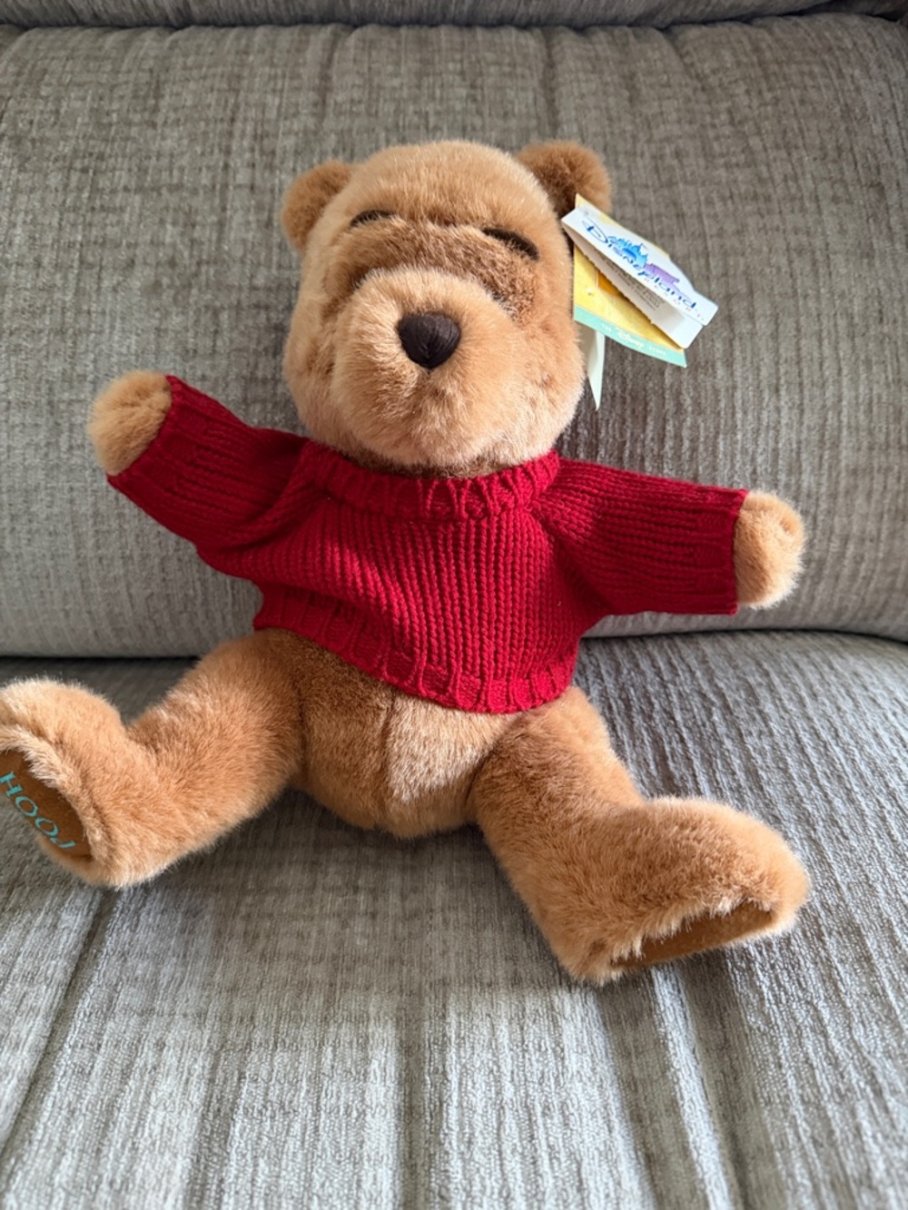 Disneyland hold on Classic Brown Teddy Bear Plush with Red Sweater - Kids Toy